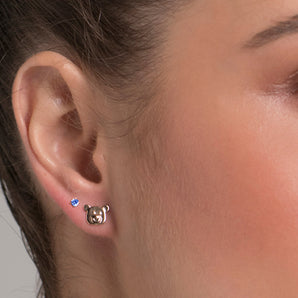 GOLD TEDDY BEAR FACE EARRING KIT IN BLUE