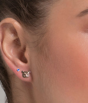 GOLD TEDDY BEAR FACE EARRING KIT IN BLUE