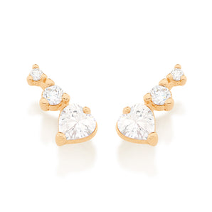 GOLD THREE HEARTS EARRING