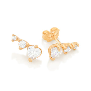 GOLD THREE HEARTS EARRING