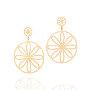 GOLD ORANGE SLICE MANDALA EARRING