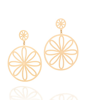 GOLD ORANGE SLICE MANDALA EARRING