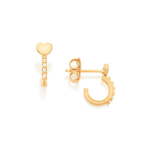 GOLD HEART SMALL HOOPS