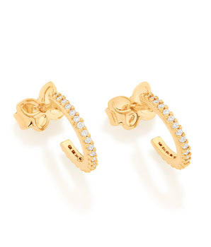 GOLD STUDDED HUGGIE EARRINGS