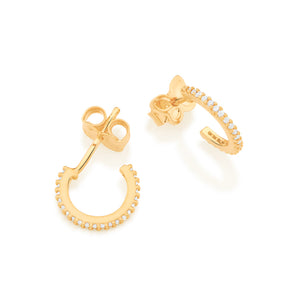 GOLD STUDDED HUGGIE EARRINGS