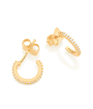 GOLD STUDDED HUGGIE EARRINGS