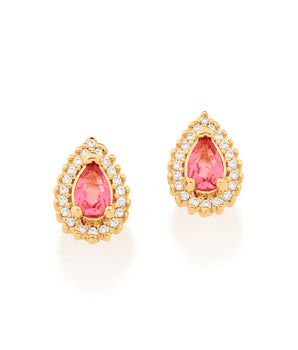 GOLD EARRING WITH CRYSTAL AND ZIRCONIA