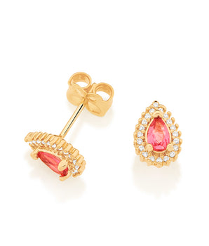 GOLD EARRING WITH CRYSTAL AND ZIRCONIA