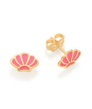 GOLD KID'S SEASHELL STUD EARRINGS