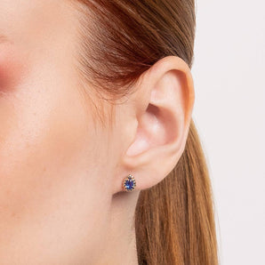 GOLD JOY STUD EARRINGS IN BLUE