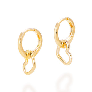 GOLD HEART HUGGIE EARRINGS