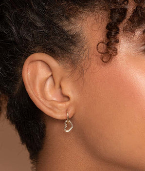 GOLD HEART HUGGIE EARRINGS
