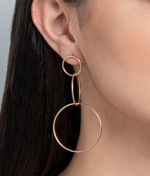 GOLD THREE TIER CIRCLE EARRINGS