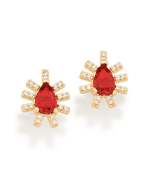 GOLD TRADITIONAL ROYALTY STUD EARRING IN GREEN