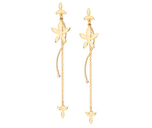 GOLD FLOWER MAXI DANGLY EARRINGS