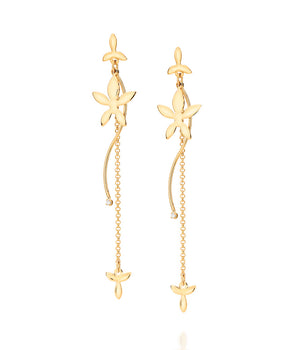 GOLD FLOWER MAXI DANGLY EARRINGS