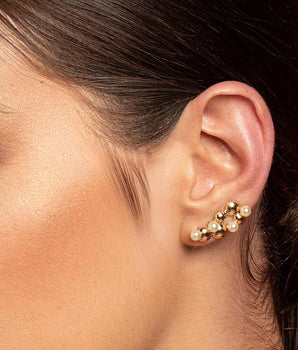GOLD CLUSTER EAR CUFF EARRINGS