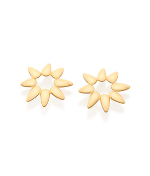 GOLD SPIKY FLOWER STUD EARRINGS