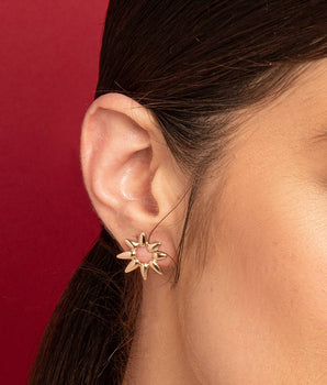 GOLD SPIKY FLOWER STUD EARRINGS