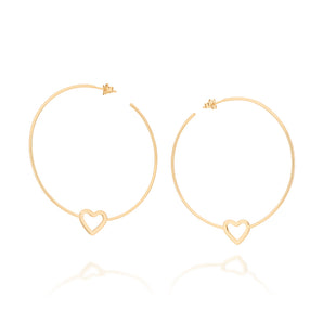 GOLD HEART MAXI HOOP EARRINGS