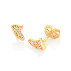 GOLD STUDDED SHARK TOOTH STUD EARRING
