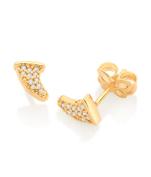 GOLD STUDDED SHARK TOOTH STUD EARRING