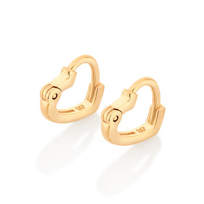 GOLD HEART SHAPED HUGGIE EARRINGS