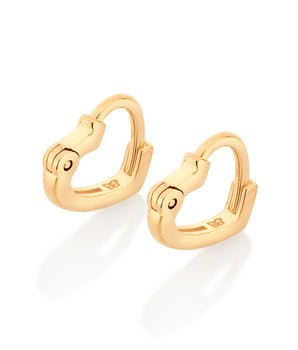 GOLD HEART SHAPED HUGGIE EARRINGS