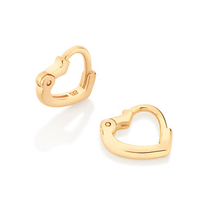 GOLD HEART SHAPED HUGGIE EARRINGS