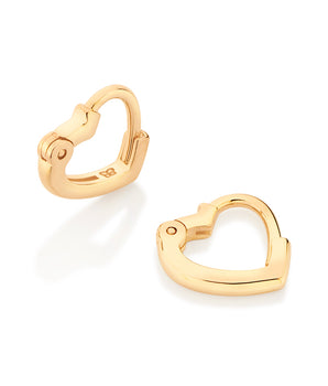 GOLD HEART SHAPED HUGGIE EARRINGS