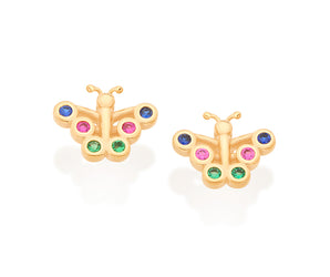 GOLD COLORFUL BUTTERFLY STUD EARRING