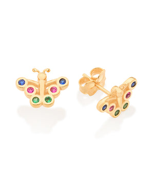 GOLD COLORFUL BUTTERFLY STUD EARRING