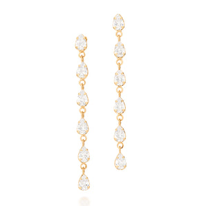 GOLD GLAM TIME LONG EARRINGS IN WHITE