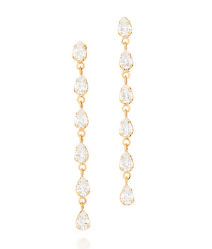 GOLD GLAM TIME LONG EARRINGS IN WHITE