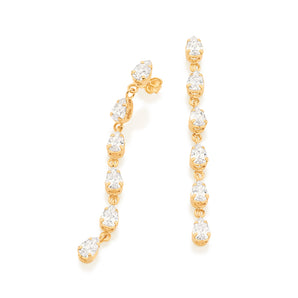 GOLD GLAM TIME LONG EARRINGS IN WHITE