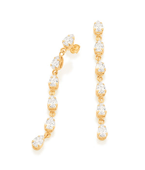 GOLD GLAM TIME LONG EARRINGS IN WHITE