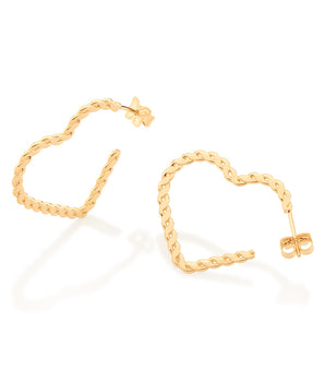 GOLD ROPE HEART MEDIUM HOOP EARRINGS