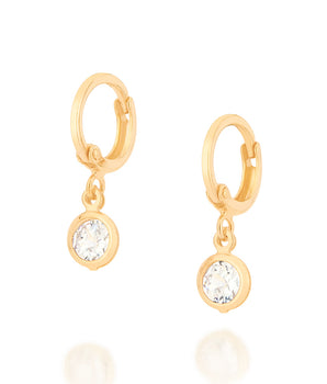 GOLD POINT OF LIGHT HUGGIE EARRINGS