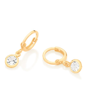 GOLD POINT OF LIGHT HUGGIE EARRINGS