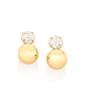 GOLD POINT OF LIGHT AND SPHERE STUD EARRINGS