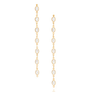 GOLD WHITE CELEBRATION DANGLY EARRING