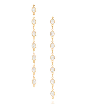 GOLD WHITE CELEBRATION DANGLY EARRING