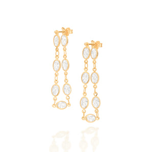 GOLD WHITE CELEBRATION DANGLY EARRING