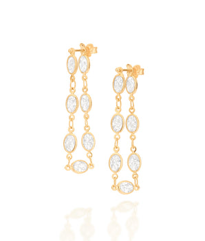 GOLD WHITE CELEBRATION DANGLY EARRING