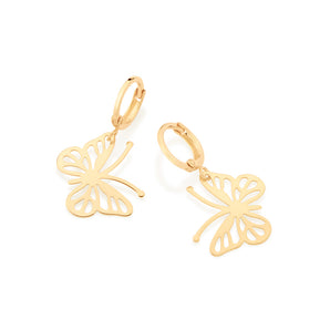 GOLD BUTTERFLY OUTLINE HUGGIE EARRINGS