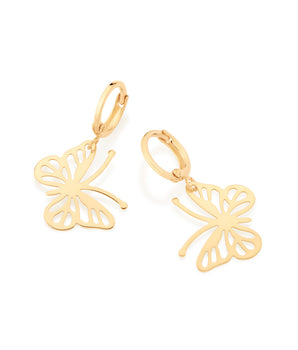 GOLD BUTTERFLY OUTLINE HUGGIE EARRINGS