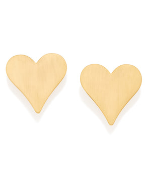 GOLD OPAQUE HEART MAXI STUD EARRINGS