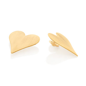 GOLD OPAQUE HEART MAXI STUD EARRINGS