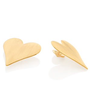 GOLD OPAQUE HEART MAXI STUD EARRINGS