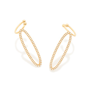 GOLD STUDDED OVAL EAR CUFF EARRING